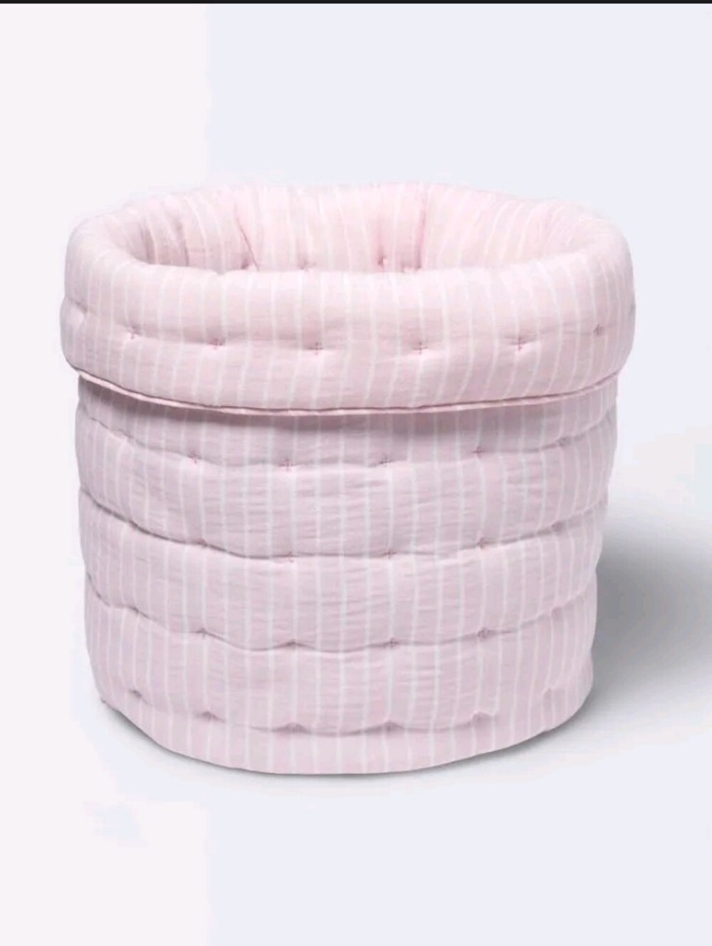 Cloud Island Baby Quilted Storage Bin Pink & White Striped Nwt